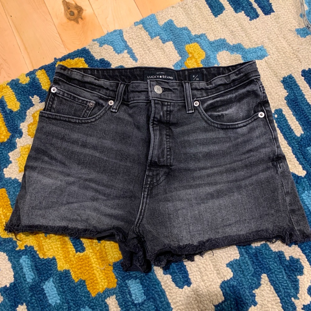 Lucky Brand Lucky Pins Black High Rise Cut Off Denim Shorts 8/29